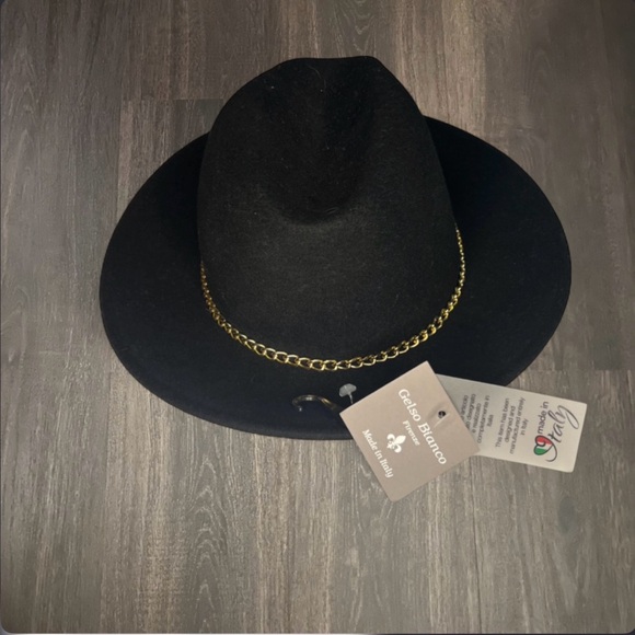 Gelso Bianco Accessories - Gelso Bianco Black Wide Brim Fedora Hat Made in Italy NWT